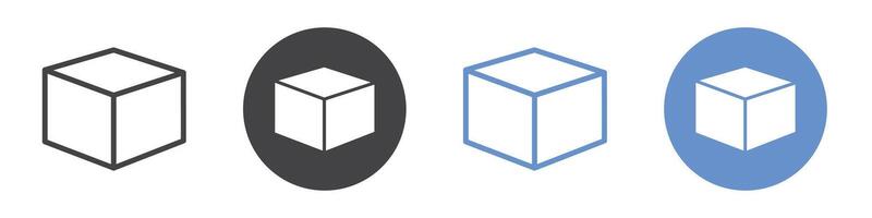 Cube icon flat line symbol set. vector