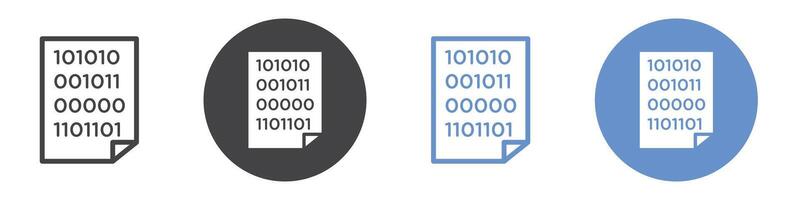 Binary code icon flat line symbol set. vector