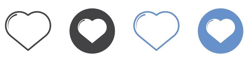 Heart icon flat line symbol set. vector