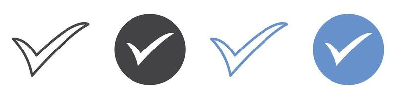 Checkmark Icon flat line symbol set. vector