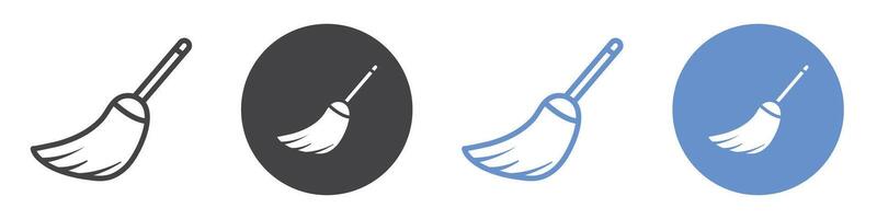 Broom icon flat line symbol set. vector