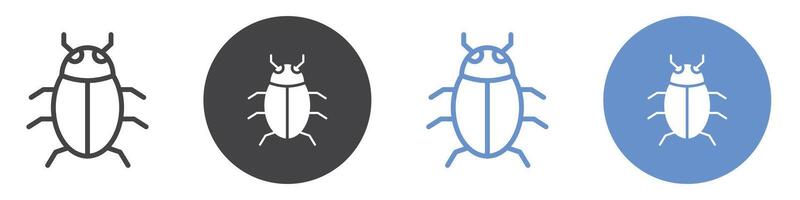 Bug icon flat line symbol set. vector