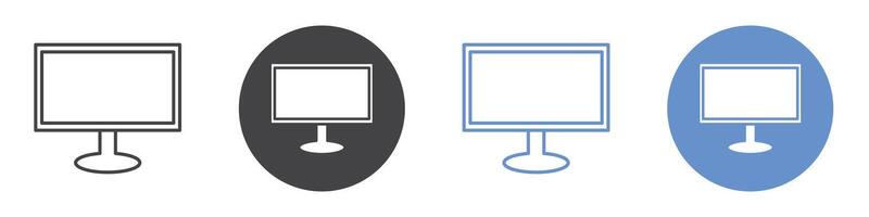 Desktop icon flat line symbol set. vector
