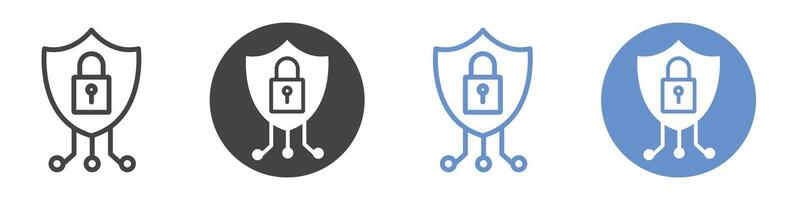 Cyber security icon flat line symbol set. vector