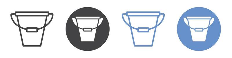 Bucket icon flat line symbol set. vector