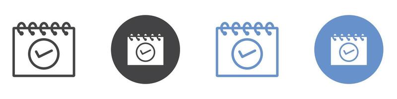 Calendar check icon flat line symbol set. vector