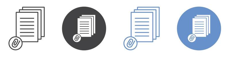 Attach document icon flat line symbol set. vector