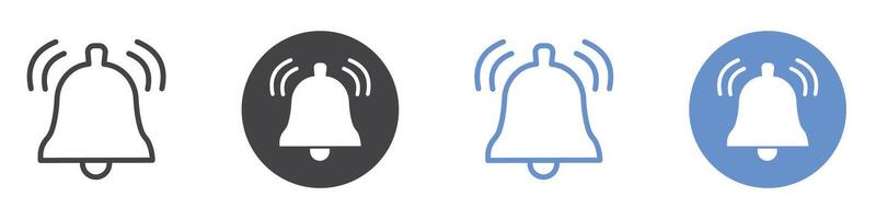 Bell icon flat line symbol set. vector