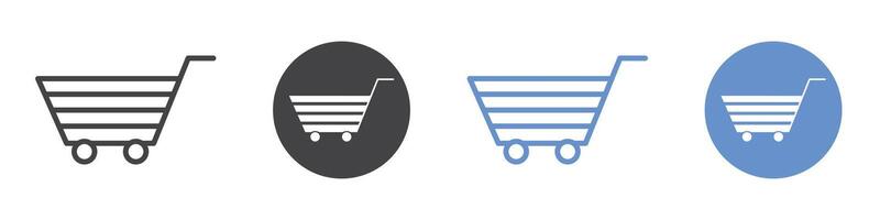 Cart icon flat line symbol set. vector