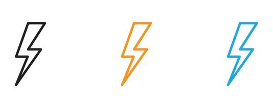 Lightning icon Thin line illustration set vector