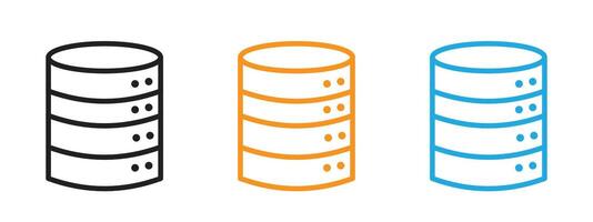 Database icon Thin line illustration set vector