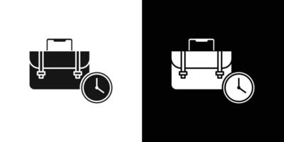 Briefcase with clock icon Thin line flat illustration vector