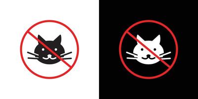 No cats allowed icon Thin line flat illustration vector