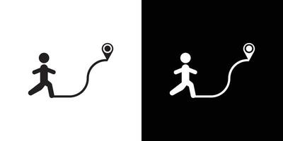 Man going to destination icon Thin line flat illustration vector