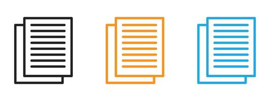 Document icon Thin line illustration set vector