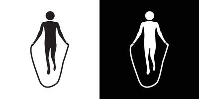 Man jumping with skipping rope icon Thin line flat illustration vector