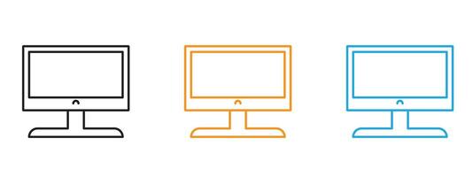 Monitor icon Thin line illustration set vector