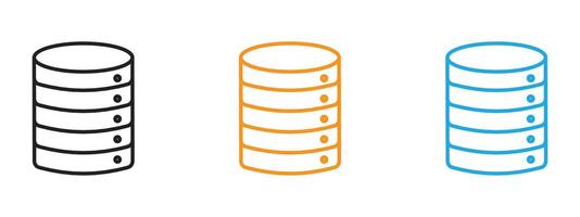 Database icon Thin line illustration set vector