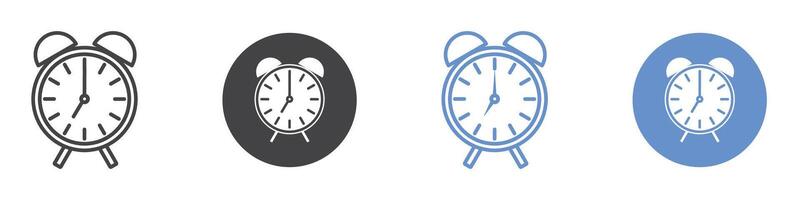 Alarm clock icon flat line symbol set. vector