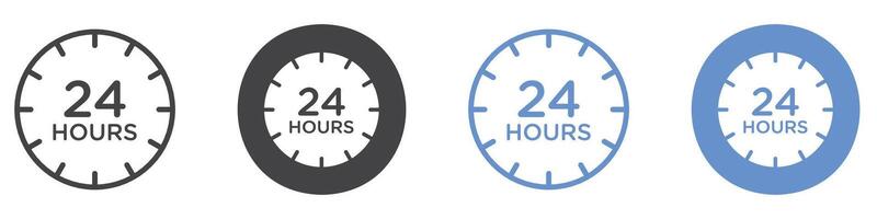 24 hours icon flat line symbol set. vector