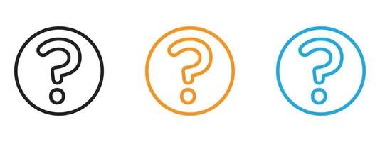Question icon Thin line illustration set vector