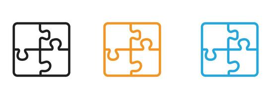 Puzzle icon Thin line illustration set vector