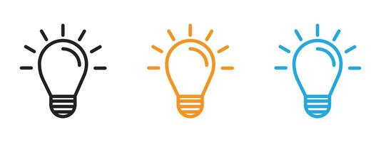 Bulb icon Thin line illustration set vector