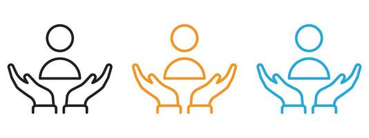 Support icon Thin line illustration set vector