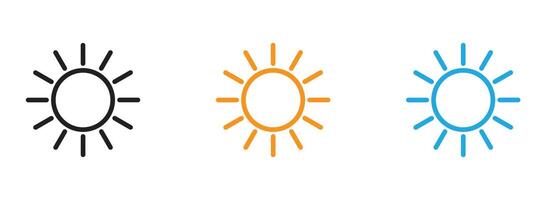 Sun icon Thin line illustration set vector