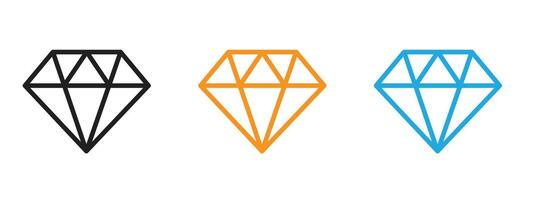 Diamond icon Thin line illustration set vector