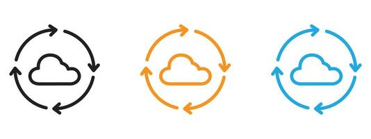 Synchronization icon Thin line illustration set vector