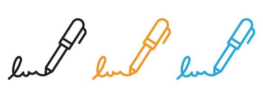 Signature icon Thin line illustration set vector