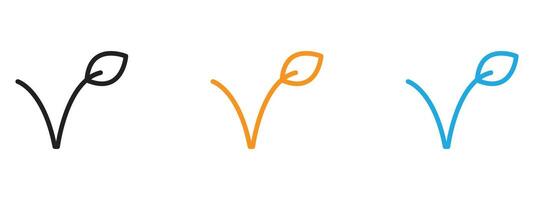 Vegan icon Thin line illustration set vector