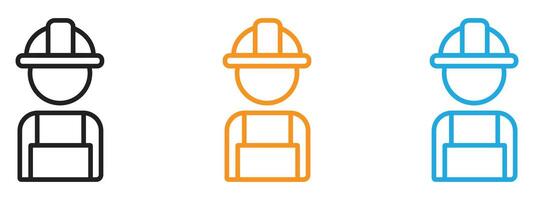 Worker icon Thin line illustration set vector