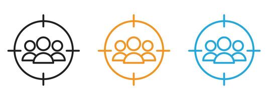 Target audience icon Thin line illustration set vector