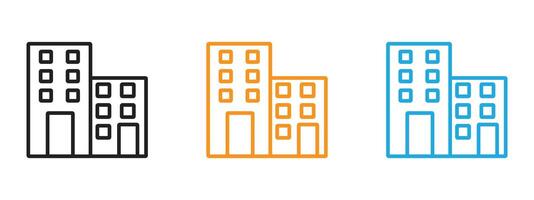 Building icon Thin line illustration set vector
