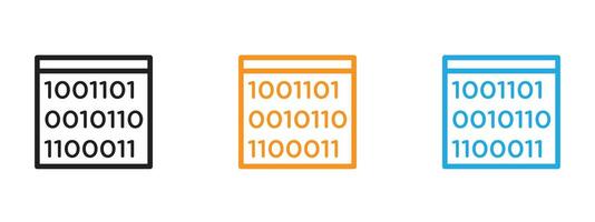 Binary code icon Thin line illustration set vector