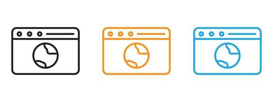 Browser icon Thin line illustration set vector