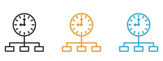 Time management icon Thin line illustration set vector