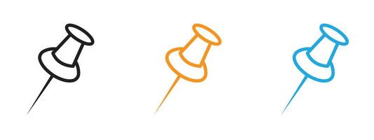 Thumbtack icon Thin line illustration set vector