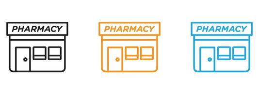 Pharmacy icon Thin line illustration set vector