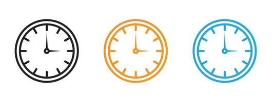 Time clock icon Thin line illustration set vector