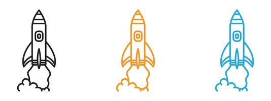 Rocket launch icon Thin line illustration set vector