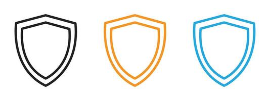Shield icon Thin line illustration set vector