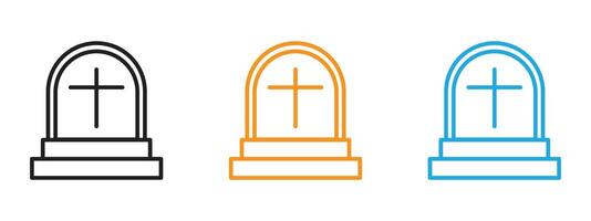 Tombstone icon Thin line illustration set vector