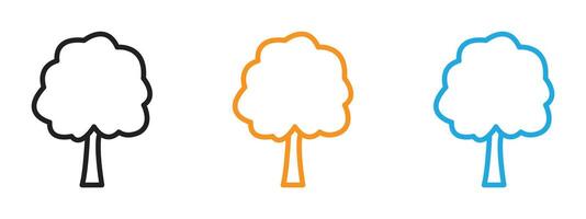 Tree icon Thin line illustration set vector