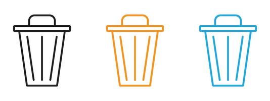 Trash icon Thin line illustration set vector