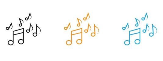 Music note icon Thin line illustration set vector