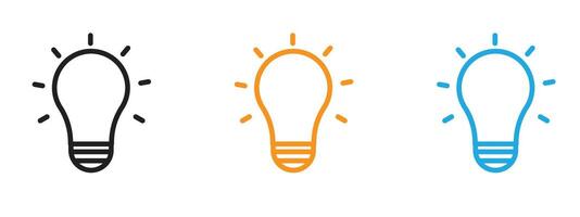 Lightbulb icon Thin line illustration set vector