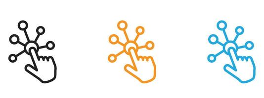 Interactive icon Thin line illustration set vector